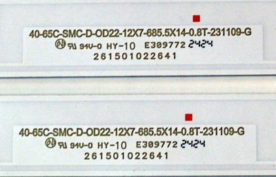 KIT DE LEDS ORIGINAL PARA TV VIZIO 10 PIEZAS / NUMERO DE PARTE 261501022641 / 261501022651 / 40-65C-SMC-D-OD22-12X7-685.5X14-0.8T-231109-G / 70401-01876BX / 70401-01875BX / PANEL BOEI650WQ1 / DISPLAY HV650QUB-F71 / MODELO M65Q6-L4 / M65Q6-L4 LBSFR7KA - Imagen 2