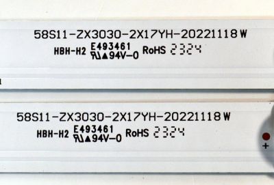KIT DE LEDS ORIGINAL PARA TV TCL 2 PIEZAS / NUMERO DE PARTE 58S11-ZX3030-2X17YH / 58S11-ZX3030-2X17YH-20221118W / B0101-000980 / 230609-31NL5 / PANEL LVU580NDEL / DISPLAY CV580U3-L02 REV:01 / MODELO 58S470G - Imagen 3
