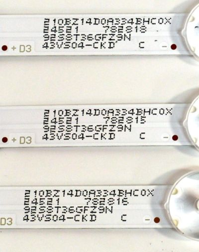 KIT DE LEDS ORIGINAL PARA TV VIZIO 3 PIEZAS / NUMERO DE PARTE GJVIZI0433X14VS33-1 / LB-GM3030-GJVIZI0433X14VS33-1-S / GJVIZIO433X14VS33-1 / 210BZ14D0A334BHC0X / PANEL TPT430WR-QVN03.U / DISPLAY T430QVN03.T / MODELO VQD43M-0801 / VQD43M-0801 LTPWV5JB - Imagen 2