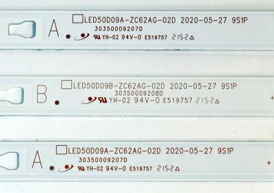 KIT DE LEDS ORIGINAL PARA TV ONN 3 PIEZAS / NUMERO DE PARTE 30350009208D / 30350009207D / LED50D09B-ZC62AG-02D / LED50D09A-ZC62AG-02D / 50000M84 / 50000M83 / DISPLAY HF500QUB-F20 / MODELO 100012585 50" - Imagen 2