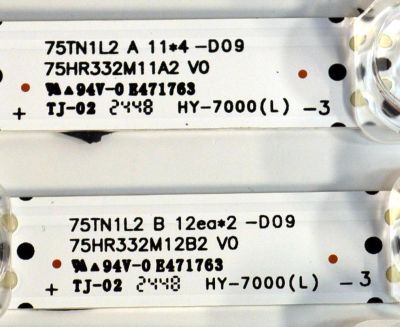 KIT DE LEDS ORIGINAL PARA TV TCL 6 PIEZAS / NUMERO DE PARTE 75TN1L2 / 75TN1L2 A / 75TN1L2 B / 75HR332M11A2 V0 / 75HR332M12B2 V0 / N0101-000650-A00 / N0101-000651-A00 / LK7A08U1C / HY-7000 L -3 / PANEL LVU750NDAL / DISPLAY JR745R3HD2Y / MODELO 75Q51K - Imagen 2