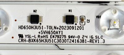 KIT DE LEDS ORIGINAL PARA TV HISENSE 24 PIEZAS / NUMERO DE PARTE SVH650AY1 / CRH-BXK65H3U51C3030T2416381-REV1.3 / RSAG7.820.13834/ROH VER.A / HD650H3U51-T0LN / 2023091201 / 240604X / 27492700 / PANEL HD650H3U51-T0LN / DISPLAY T650QVN07.H / MODELO 65U75N - Imagen 3