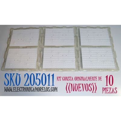 KIT DE LEDS ORIGINAL NUEVOS PARA TV SAMSUNG 10 PIEZAS / NUMERO DE PARTE BN96-50439A / JP-4 94V-0 E306084 2208 NS. / 50439A / PANEL CY-TR055FLAVFH / MODELO QN55LST7TAFXZA / QN55LST7TAFXZA AA01