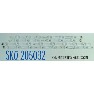 KIT DE LEDS ORIGINAL PARA TV SAMSUNG 4 PIEZAS / NUMERO DE PARTE BN96-58282A / BN96-58283A / LM41-01143A / LM41-01144A / L1_DU7K_D3_CFM_R8(1) R1.2_XB3_100_6Pi LM41-01144A / PANEL CY-BD043HGCV2H / DISPLAY PT430GT01-8 VER.1.1 / MODELO UN43DU7200BXZA XB01
