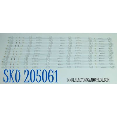 KIT DE LEDS ORIGINAL PARA TV PHILIPS 12 PIEZAS / NUMERO DE PARTE 303HX750052CD / HFX75D06-ZC42AG-17CD / 2300023039 / 70401-01899 / 240704AB03 / GC750M28 / PANEL BOEI750WQ1-F92 / DISPLAY HV750QUB-F92 / MODELO 75PUL7552/F7 / 75PUL7552/F7 A