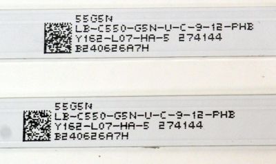KIT DE LEDS ORIGINAL PARA TV ONN 5 PIEZAS / NUMERO DE PARTE CRH-ZG55M8X3030090517MREV1.2 / 55G5N / LB-C550-G5N-U-C-9-12-PHB / Y162-L07-HA-5 / 274144 / B240626A7H / PANEL C550Y20-G5 / DISPLAY HV550QUB-F70 / MODELO 100012586 55" - Imagen 3