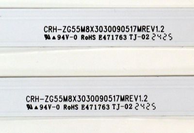 KIT DE LEDS ORIGINAL PARA TV ONN 5 PIEZAS / NUMERO DE PARTE CRH-ZG55M8X3030090517MREV1.2 / 55G5N / LB-C550-G5N-U-C-9-12-PHB / Y162-L07-HA-5 / 274144 / B240626A7H / PANEL C550Y20-G5 / DISPLAY HV550QUB-F70 / MODELO 100012586 55" - Imagen 2