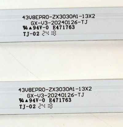 KIT DE LEDS ORIGINAL PARA TV TCL 2 PIEZAS / NUMERO DE PARTE 43V8EPRO-ZX3030A1 / 43V8EPRO-ZX3030A1-13X2-GX-V3-20240126-TJ / N0101-000508-A00 / 5628862A1 / 240716002 / 43S11PRO-CKD A  / PANEL LVU430NDAL / DISPLAY T430QVN03.G / MODELO 43S451 - Imagen 2