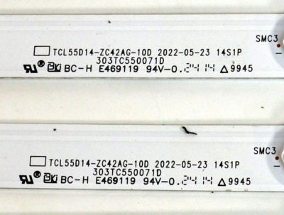 KIT DE LEDS ORIGINAL PARA TV PHILIPS 4 PIEZAS / NUMERO DE PARTE 303TC550071D / TCL55D14-ZC42G-10 / 4L-ZX055T-ZC018C / 2300022879 / 240411AB02 / TC550MA7 / PANEL LVU550CSDX E1006 / T8-55D6171-LPFY008 / DISPLAY ST5461D12-6 VER.2.2 / MODELO 55PUL7973/F7 - Imagen 3