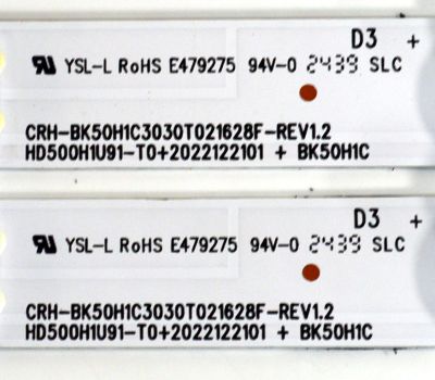 KIT DE LEDS ORIGINAL PARA TV HISENSE 2 PIEZAS / NUMERO DE PARTE BK50H1C / CRH-BK50H1C3030T021628F-REV1.2 / HD500H1U91-T0/2022122101/BK50H1C / 1304592500 / 28093200 / PANEL HD500H1U91-T0\ROH / DISPLAY CV500U2-L01 REV:02 / MODELO 50A6NV / 50A6NV 50A51HUV - Imagen 3