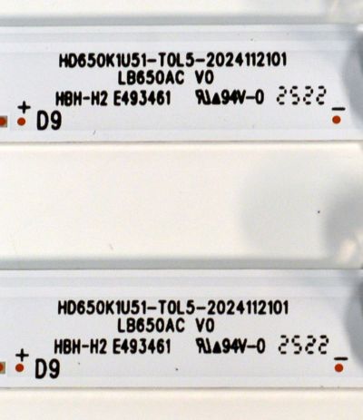 KIT DE LEDS ORIGINAL PARA TV HISENSE 6 PIEZAS / NUMERO DE PARTE LB650AC / LB650AC V0 / HD650K1U51-T0L5-2024112101 / 1412428S00 HE65 / PANEL HD650K1U51-T0L5B\ROH / DISPLAY T650QVN07.5 / MODELO 65QD65QV / 65QD65QV 65Q60QUV - Imagen 3