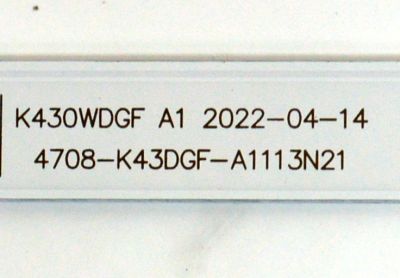 KIT DE LEDS ORIGINAL PARA TV JVC 3 PIEZAS / NUMERO DE PARTE 4708-K43DGF-A1113N21 / K430WDGF A1 / K430WDGF / XRJ1060 / HNSL4708RA0 / 110308-43GF1051 / JF-250208-3200E432 / DISPLAY V430HJ2-P01 / MODELO SI43FRF - Imagen 3