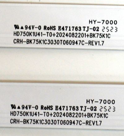 KIT DE LEDS ORIGINAL PARA TV HISENSE 6 PIEZAS / NUMERO DE PARTE BK75K1C / CRH-BK75K1C3030T060947C-REV1.7 / HD750K1U41-T0/2024082201/BK75K1C / 1413855S00 / 16786/DQH4 / PANEL HD750K1U71-T0L3B2\ROH / DISPLAY HV750QUB-F92 / MODELO 75A65NV / 75A65NV 75A60QUV - Imagen 3