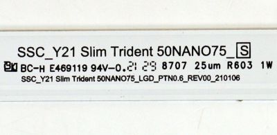 KIT DE LEDS ORIGINAL PARA TV LG 6 PIEZAS / NUMERO DE PARTE EAV65019701 / SSC_Y21 SLIM TRIDENT 50NANO75_S / SSC_Y21 SLIM TRIDENT 50NANO75_LGD_PTN0.6_REV00_210106 / LGD500H0 / PANEL NC500TQG-AAKP1 / MODELO 50NANO75SPA / 50NANO75SPA.BWMYLJM - Imagen 3