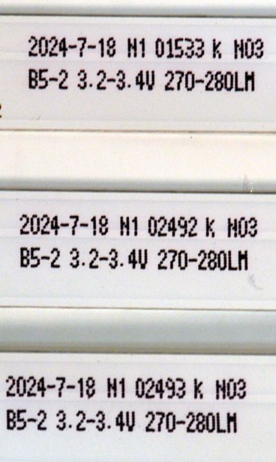 KIT DE LEDS ORIGINAL PARA TV EVL 3 PIEZAS / NUMERO DE PARTE 1.3.10704300288 / MSG-T430-F1-3030-T13-08 / B5-2 3.2-3.4V 270-280LM / PANEL PT430GT02-1 / DISPLAY PT430GT02-1 VER.1.0 / MODELO 43EVLS4 - Imagen 4