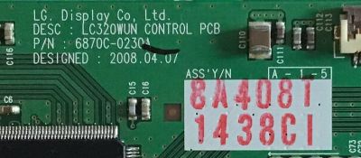 T-CON LG / 6871-1438C / 6870C-0230A / 1438C / LC320WUN / PANEL LC320WUN(SA)(B1) / MODELO 32LH30-UA.AUSVLVM - Imagen 2