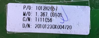 MAIN WESTINGHOUSE / 1012H2657 / 1.367.03101 / CV318H-D-12 / PANEL LK600D3LA38 / MODELO VR-6025Z TW-63501-P060A - Imagen 2