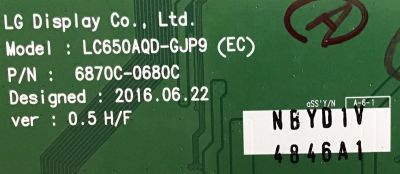 T-CON LG / 6871L-4846A / 6870C-0680C / 4846A / PANEL'S LC650LQD (GJ)(P9) / LC650AQD (GJ)(A9) / MODELOS OLED65C6P-U.BUSZLJR / OLED65B6P-U BUSZLJR - Imagen 3