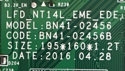 MAIN PARA TV / MONITOR SAMSUNG / NUMERO DE PARTE BN94-11247B / BN97-10416E / BN41-02456B / BN9411247B / LFD_NT14L_EME_EDE / PANEL CY-GJ065CSAVYH / MODELO LH65EDEPLGC/GO MS01 - Imagen 2