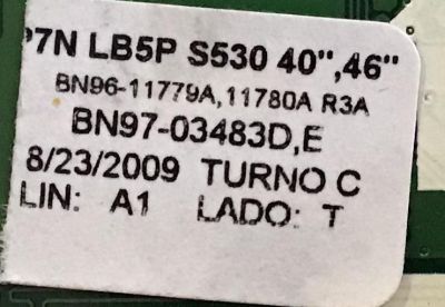 MAIN SAMSUNG / BN96-11780A / BN97-03483D / BN41-01209A / SUSTITUTA BN94-02906C / PANEL V460H1-L05 REV C1 / MODELO LN46B530P7NXZA - Imagen 2