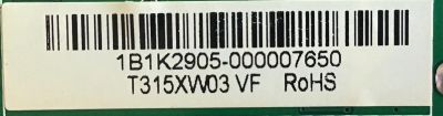 MAIN ELEMENT / 1B1K2905 / T.RSC8.10A 11153 / PANEL T315XW03 V.F / MODELO ELCFW326 A1200 - Imagen 2