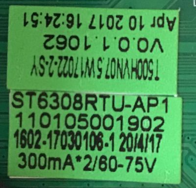 MAIN FUENTE (COMBO) PARA TV WESTINGHOUSE / NUMERO DE PARTE W17022-2-SY / W17022-1-SY / ST6308RTU-AP1 / 110105001902 / PANEL T500-0DX-DLED / DISPLAY T500QVR05.5 / MODELO WD50FB2530 - Imagen 3