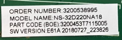 MAIN FUENTE (COMBO) INSIGNIA / 3200538995 / TP.MS3553T.PB796 / N18082890 / PANEL BOEI320WX1-01 / DISPLAY HV320WHB-N86 / MODELO NS-32D220NA18 - Imagen 3