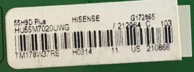 MAIN HISENSE / 212964 / RSAG7.820.6888/ROH / 210866 / PANEL HE550IU-B32 / MODELO 55H9D - Imagen 2