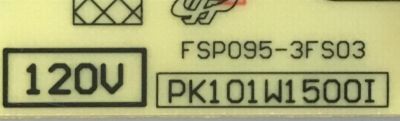 FUENTE DE PODER PARA TV TOSHIBA / NUMERO DE PARTE 01-PK101W1500I / FSP095-3FS03 / 01-PK101W1500I-DSPIL / 3BS0427711GP / PANEL K430WDRA / MODELO 43L511U18 - Imagen 3