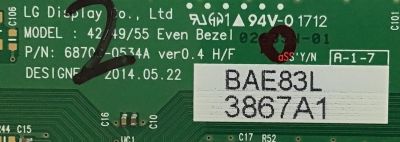 T-CON SHARP / 6871L-3867A / 6870C-0534A / 3867A / PANEL LD420EUN/UH A1 / MODELOS PN-R426 / 42SH7DB-BE AUSNLJM - Imagen 2