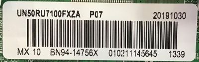 MAIN PARA TV SAMSUNG 4K·UHD·HDR ((SMART TV)) / NUMERO DE PARTE BN94-14756X / BN97-15630D / BN41-02703B / BN9414756X / PANEL CY-NN050HGCV1H / MODELOS UN50RU7100 / UN50RU7100FXZA XA05 / UN50RU7100FXZA XA07 - Imagen 2
