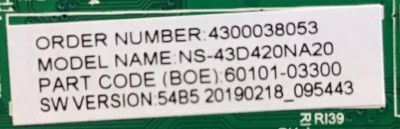 MAIN FUENTE (COMBO) INSIGNIA / 60101-03300 / TP.MS3553T.PB790 / 54B5 20190218_095443 / PANEL BOEI430WU1-01 / MODELO NS-43D420NA20 - Imagen 3