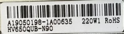 FUENTE DE PODER VIZIO / 60101-03220 / PW.220W1.671 / 4300025112 / HV650QUB-N90 / PANEL BOEI650WQ1_H / MODELO V656-G4 LHBFYVKV / M656-H4 LBPFB6KW - Imagen 3