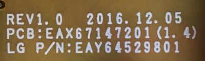 FUENTE DE PODER LG / EAY64529801 / EAX67147201(.4) / PANEL LC430DUE (FK)(M3) / MODELO 43LV340C-UB.BUSYLJM - Imagen 2