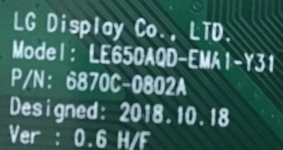 T-CON LG / 6871L-6088B / 6870C-0802A / 6088B0 / LE650AQD-EMA1-Y31 / PANEL LE650AQD(EM)(A3) / MODELO OLED65C9PUA.BUSYLJR - Imagen 2