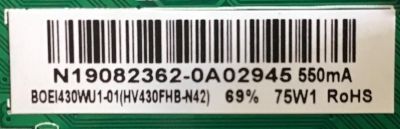 MAIN FUENTE (COMBO) INSIGNIA / 60103-00314 / TP.MS3553T.PB790 / HV430FHB-N42 / PANEL BOEI430WU1-01 / MODELO NS-43D420NA20  - Imagen 3