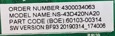 MAIN FUENTE (COMBO) INSIGNIA / 60103-00314 / TP.MS3553T.PB790 / HV430FHB-N42 / PANEL BOEI430WU1-01 / MODELO NS-43D420NA20  - Imagen 2