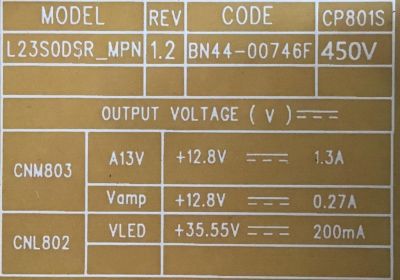 FUENTE DE PODER SAMSUNG / BN44-00746F / L23S0DSR / BN4400746F / PANEL V236BJ1-LE2 REV.C7 / MODELO UN24M4500AFXZA WA01 - Imagen 2