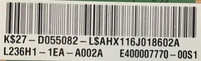 T-CON TOSHIBA / 27-D055082 / T87D147.00 / PANEL V236H1-LE4 REV.C3 / MODELO 24SLV411U - Imagen 2