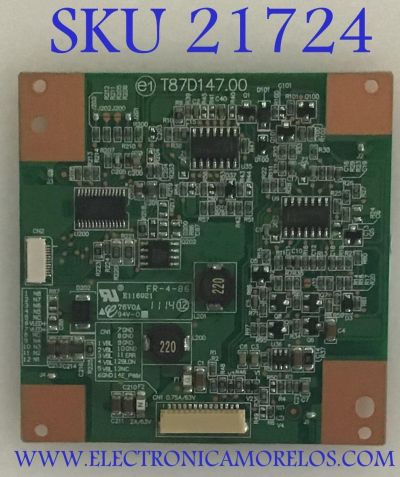 T-CON TOSHIBA / 27-D055082 / T87D147.00 / PANEL V236H1-LE4 REV.C3 / MODELO 24SLV411U