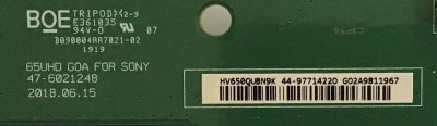 T-CON PARA TV SONY BRAVIA / NUMERO DE PARTE 44-9771422O / 47-6021248 / HV650QUBN9K / 44-97714220 / 65UHD GOA / 1-001-507-11 / 44-97714220 / B090004AA7021-02 / PANEL'S YM9G065CNO01 / YM9F065CNO01 / DISPLAY HV650QUB-N9K / MODELO XBR-65X800G / XBR65X800G - Imagen 2