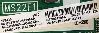 MAIN TCL / 08-CH50CUN-OC400AA / 40-MS22F1-MAB2HG / 08-MS22F01-MA200AA / V8-ST22K01-LF1V2178 / PANEL LVU500NDEL / MODELOS 50S425 / 50S423 - Imagen 3