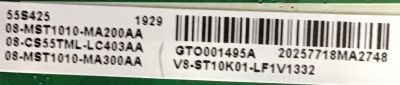 MAIN TCL / 08-CS55TML-LC403AA / 40-MST10R-MAB2HG / 08-MST1010-MA200AA / V8-ST10K01-LF1V1332 / PANEL LVU550NDEL / MODELOS 55S425 LDAA / 55S423 - Imagen 4
