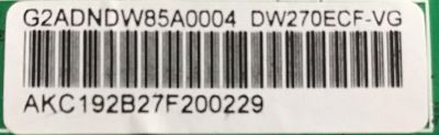 MAIN MONITOR VIEWSONIC / G2ADNDW85A0004 / V.DW85A / PANEL DW270ECF-VG / MODELO VS17210 - Imagen 2
