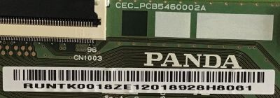 T-CON PARA TV VIZIO / NUMERO DE PARTE RUNTK0018ZE / CEC_PCB5460002A / PANEL TPT550F2-PU2L02.Q REV:S02A / DISPLAY LC546PU2L02 / MODELO D55X-G1 / D55X-G1 LTMDXWAU / D55X-G1 LTMDXWAV - Imagen 2