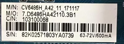 MAIN FUENTE PARA TV ELEMENT / NUMERO DE PARTE 103100068 / CV6486H-A42 / E18031-3-SY / 7.D6486HA42110.3B1 / 82K02571803YA0739 / PANEL T395-TGF-DLED / DISPLAY V400HJ6-PE1 / MODELO E2SW3918 - Imagen 6