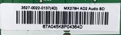 TARJETA DE AUDIO ASUS / 3527-0022-0137 / 0171-2872-0414 / MX279H / PANEL R5ALM270WF5(SA)(AE) / MODELO MX279HS - Imagen 2