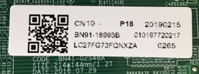 MAIN MONITOR SAMSUNG / BN91-18993B / BN41-02548A / PANEL CY-PK270CSLV1F / MODELO LC27FG73FXZA FB02 - Imagen 2