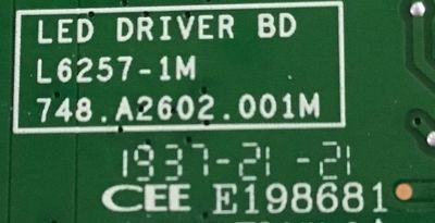 LED DRIVER DELL / 748.A2602.001M / L6257-1M / PANEL LM250WQ3(SS)(A1) / MODELO U2518DT - Imagen 3