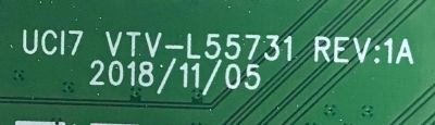 MAIN TOSHIBA / 631V0G00430 / 691V0G00430 / UCI VTV-L55731 REV:1A / 2992G / PANEL U500DU01 TW107 REV:CD1.AA / DISPLAY V500U2-T01 / MODELO 50LF711U20 - Imagen 2